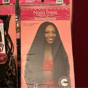 JANET Nala Tress Premium Edition 3X Messy Box Braid 26” Color OET1B/BURG CROCHET